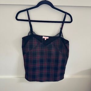 NWT Plaid Lace Cami by RE:NAMED